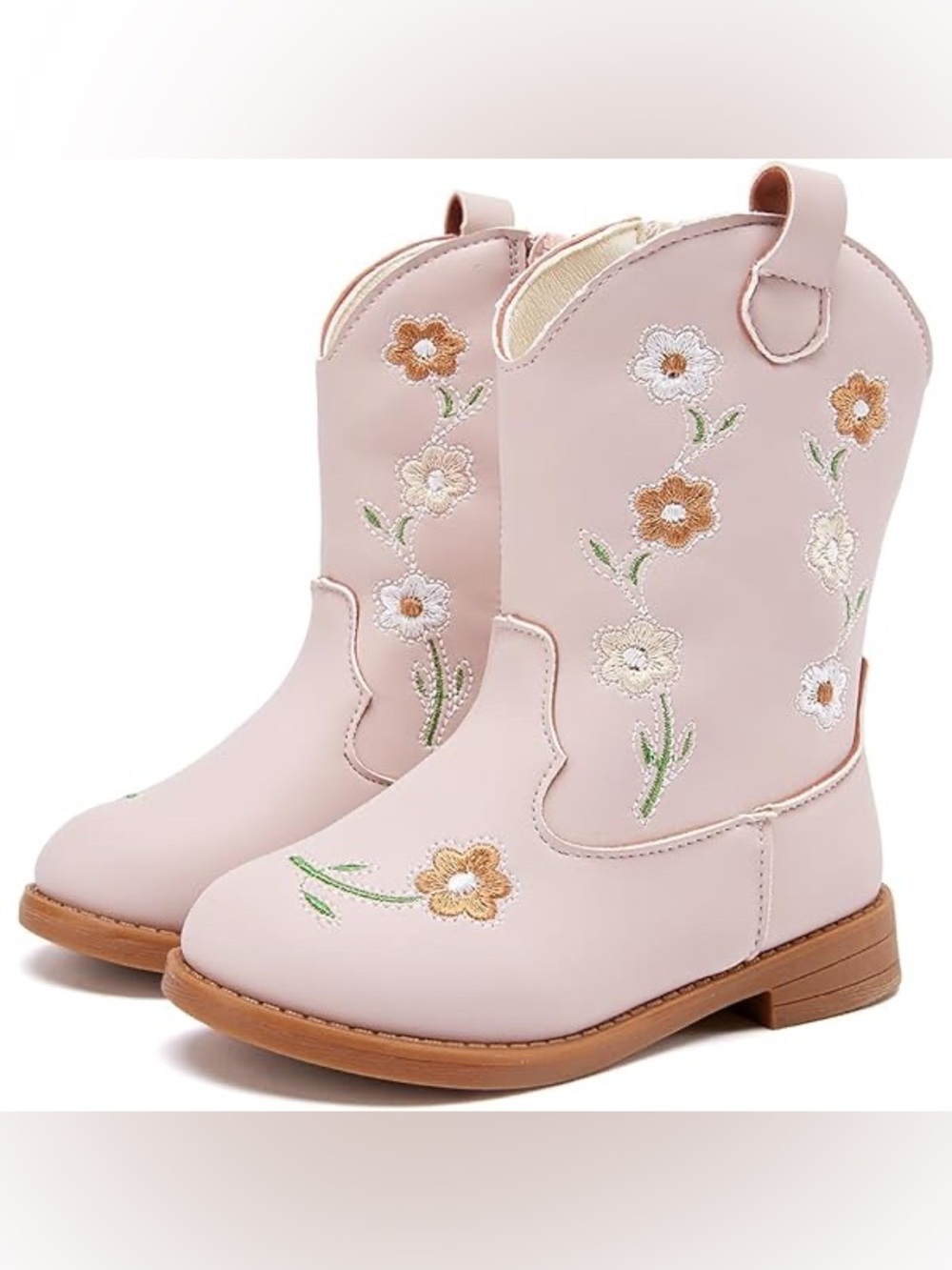 Toddler Pink Floral Embroidered Cowboy Boots